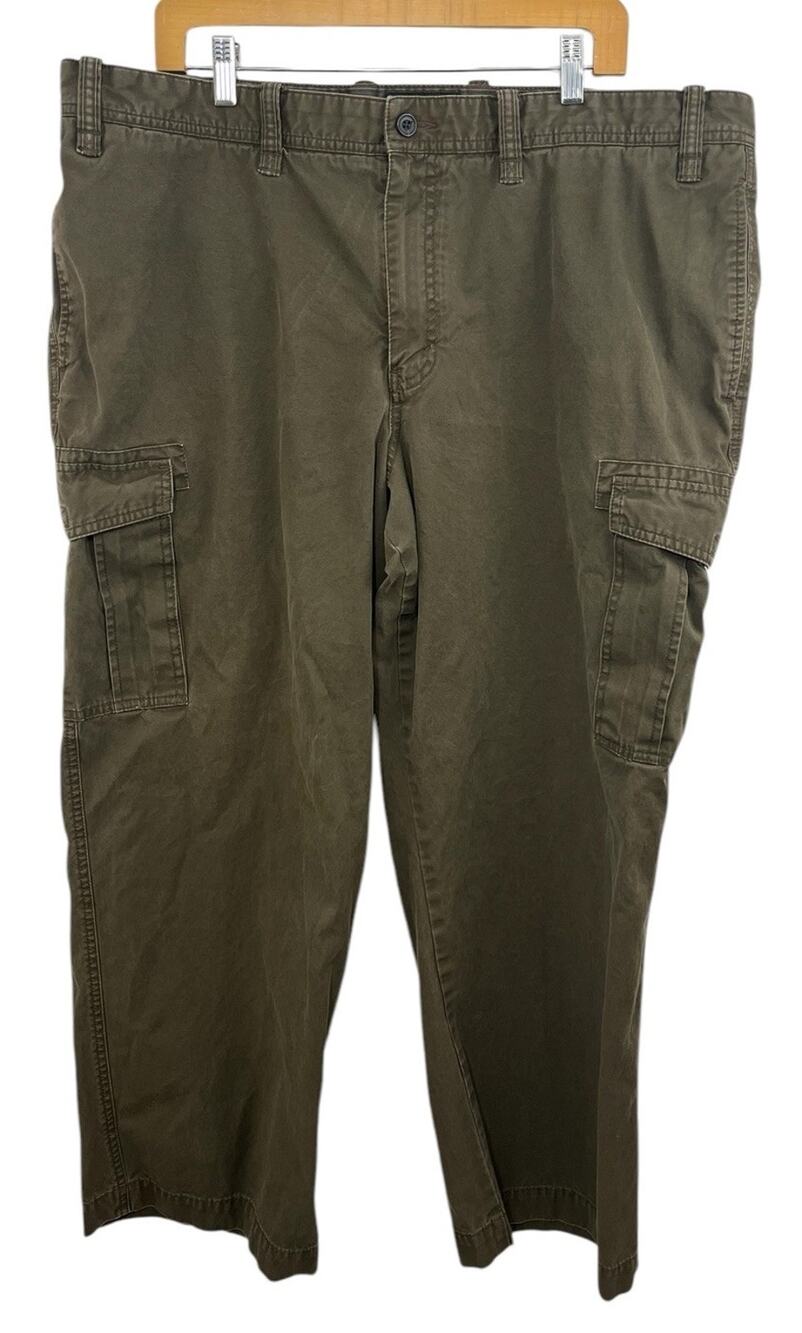 Eddie Bauer Pants Mens Utility Fit Cargo Olive Green 42 Military Y2K Grunge Hike